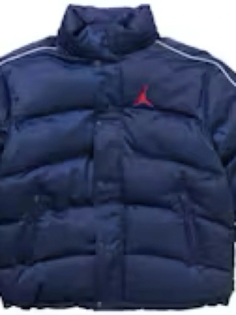 Jordan x Supreme Navy Puffer Jacket with Brown Faux-Fur Trim